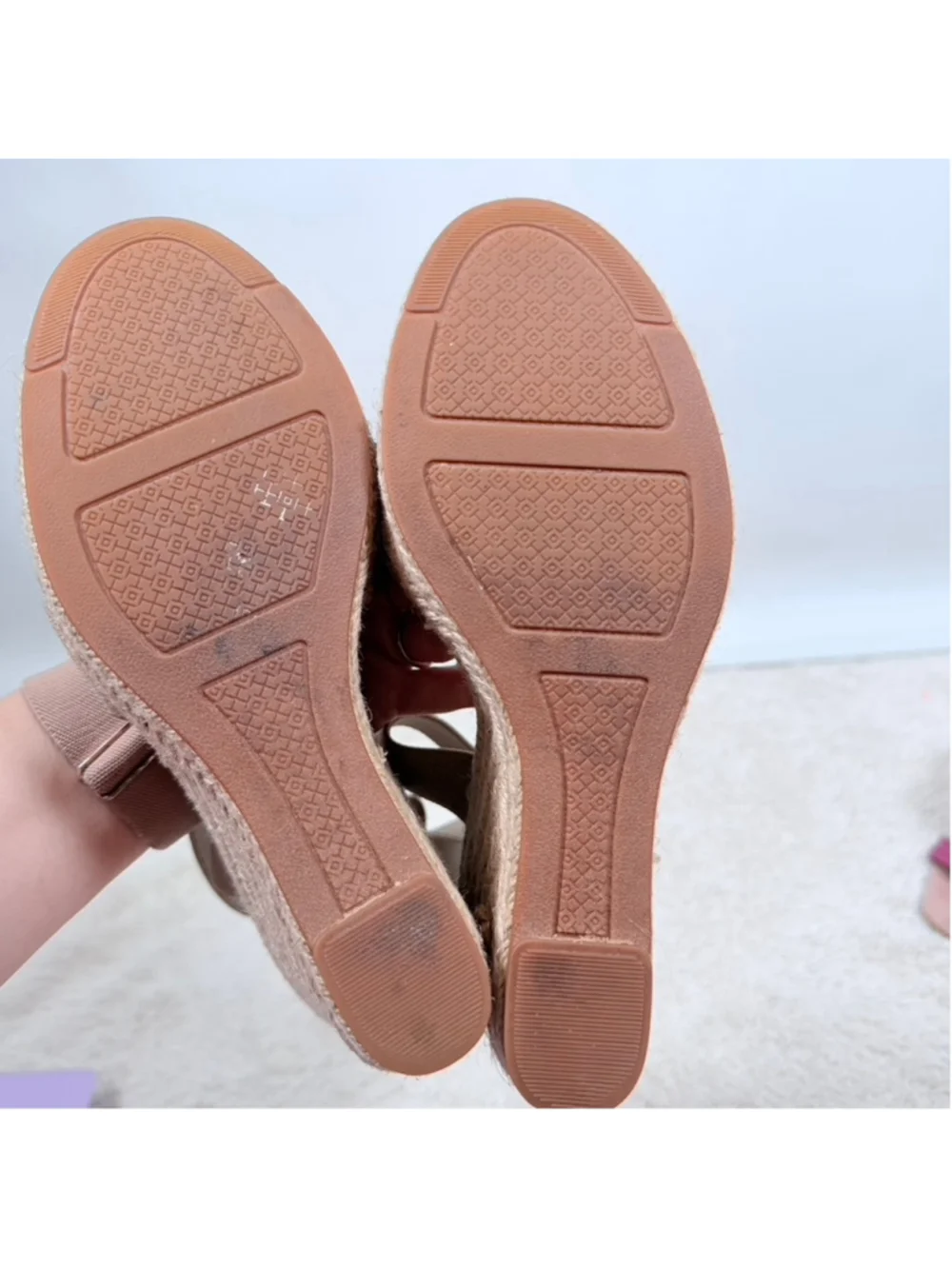 Tory Burch Frieda Espadrille Wedge Sandal Beige Strappy Heels Beachy Boho Sz 8.5